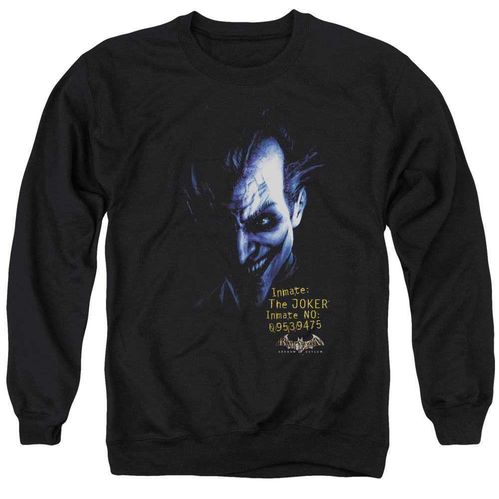 Batman Arkham Asylum Arkham Joker Men's Crewneck 50 50 Poly Long-Sleeve T-Shirt