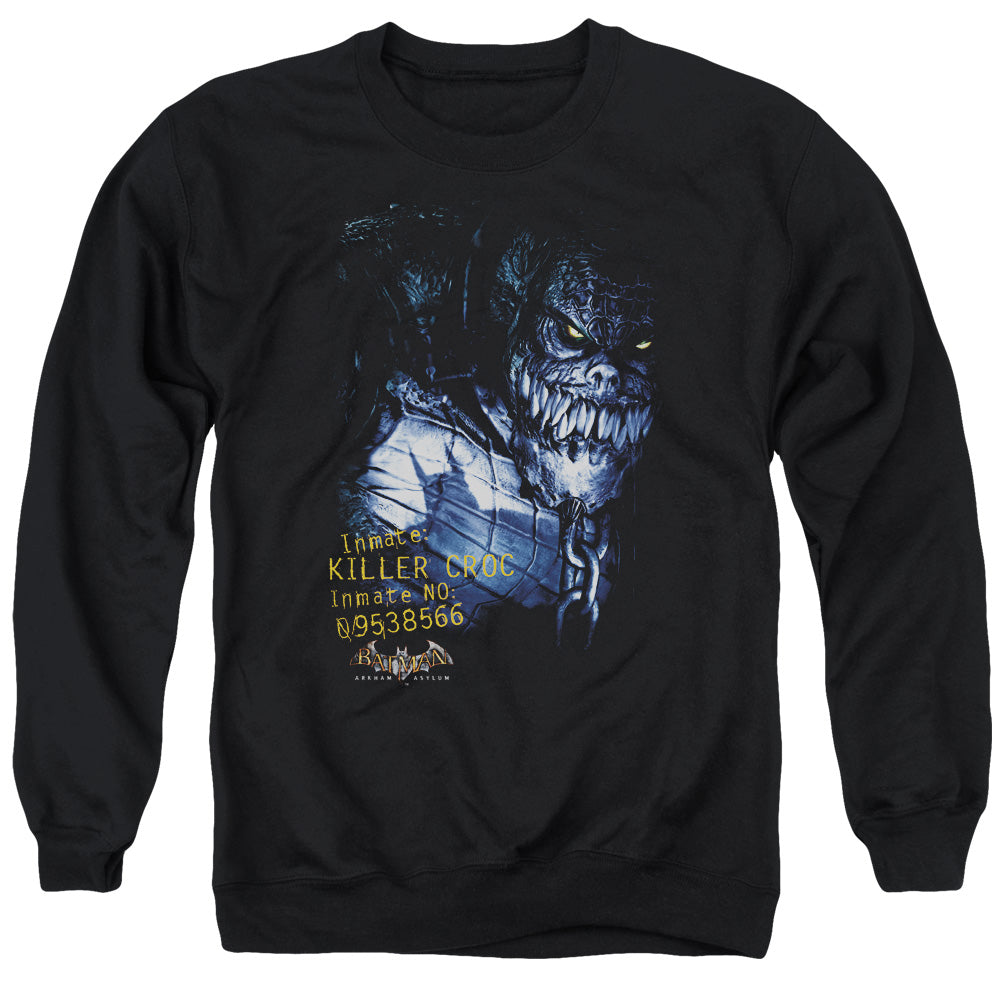 Batman Arkham Asylum Arkham Killer Croc Men's Crewneck 50 50 Poly Long-Sleeve T-Shirt