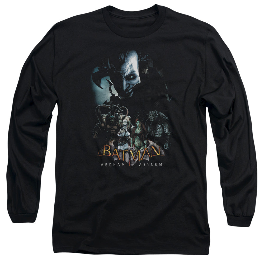 Batman Arkham Asylum Five Against One Men's 18/1 Cotton Long-Sleeve T-Shirt
