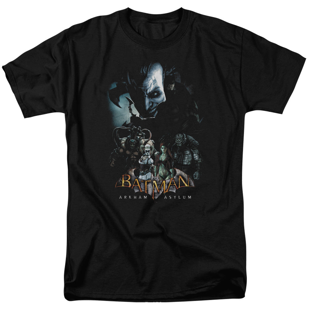 Batman Arkham Asylum Five Against One Men's 18/1 Cotton Short-Sleeve T-Shirt