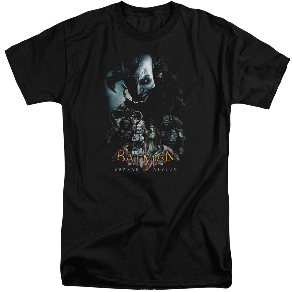 Batman Arkham Asylum Five Against One Men's 18/1 Tall Cotton Short-Sleeve T-Shirt