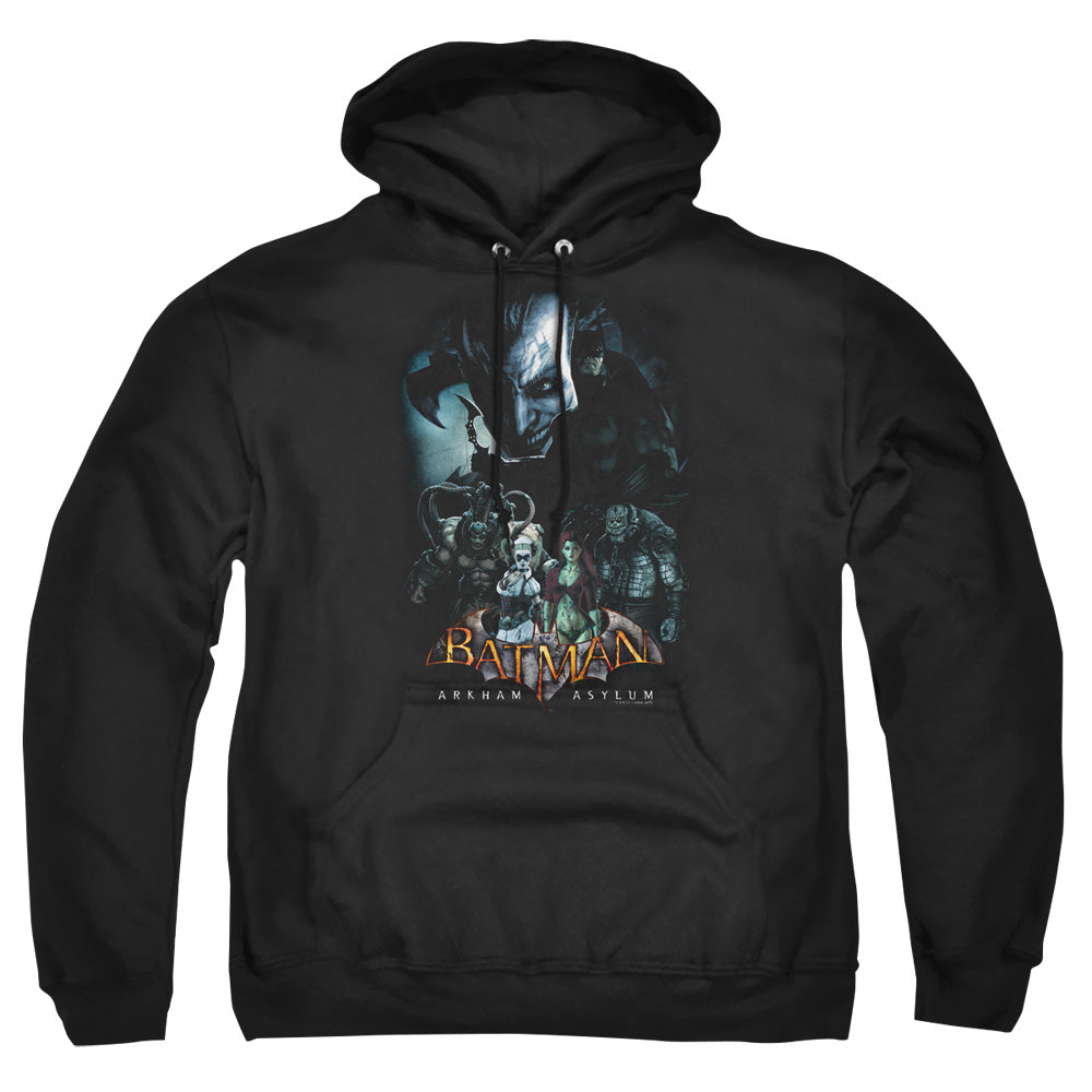 Batman Arkham Asylum Five Against One Men's Pull-Over 75 25 Poly Hoodie