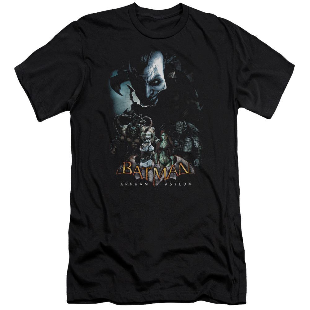 Batman Arkham Asylum Five Against One Men's Ultra-Soft 30/1 Cotton Slim Short-Sleeve T-Shirt