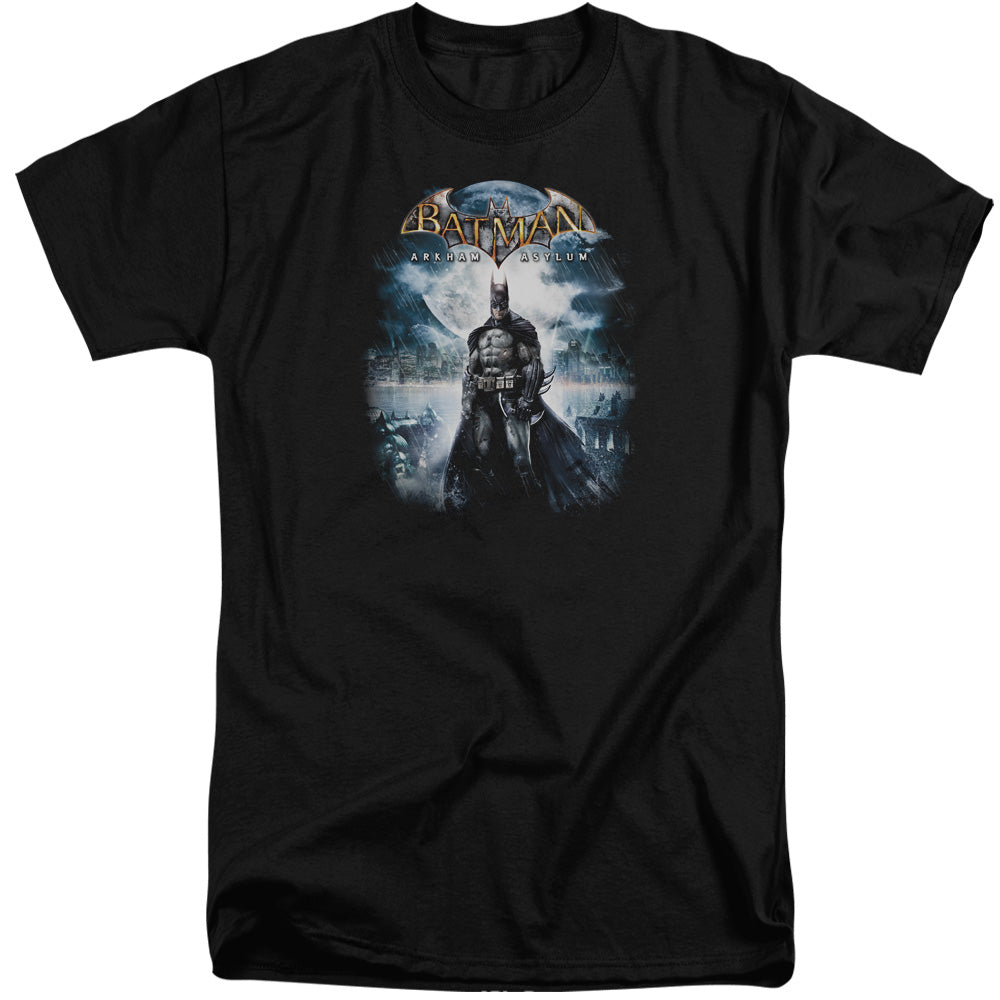 Batman Arkham Asylum Game Cover Men's 18/1 Tall Cotton Short-Sleeve T-Shirt