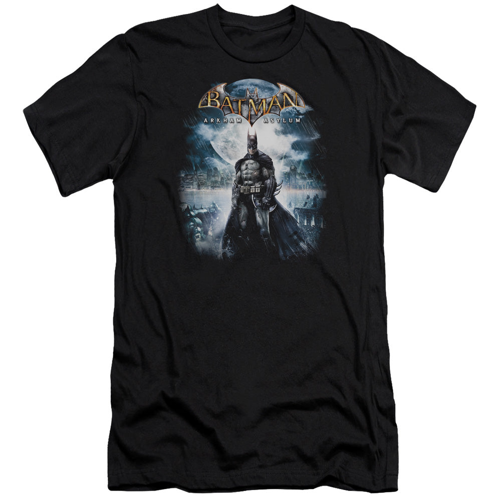 Batman Arkham Asylum Game Cover Men's Ultra-Soft 30/1 Cotton Slim Short-Sleeve T-Shirt