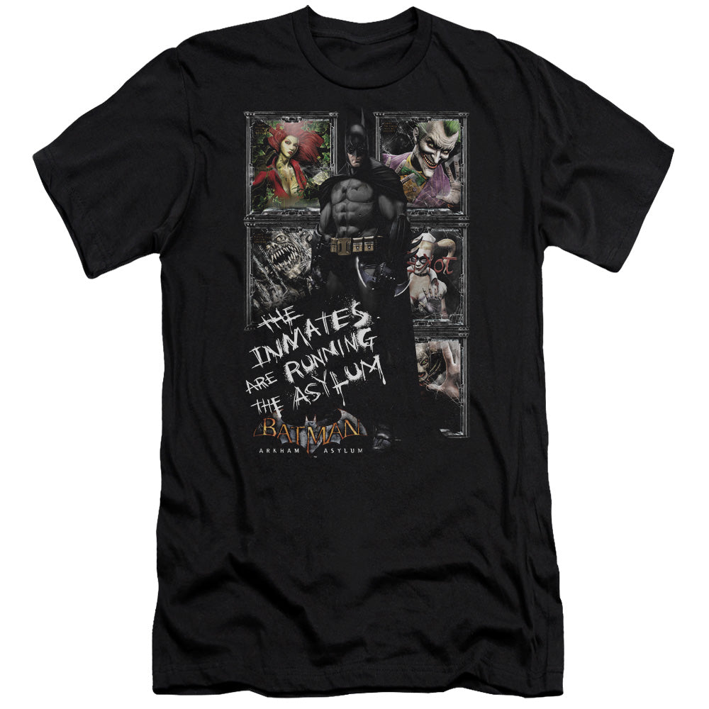 Batman Arkham Asylum Running The Asylum Men's Ultra-Soft 30/1 Cotton Slim Short-Sleeve T-Shirt