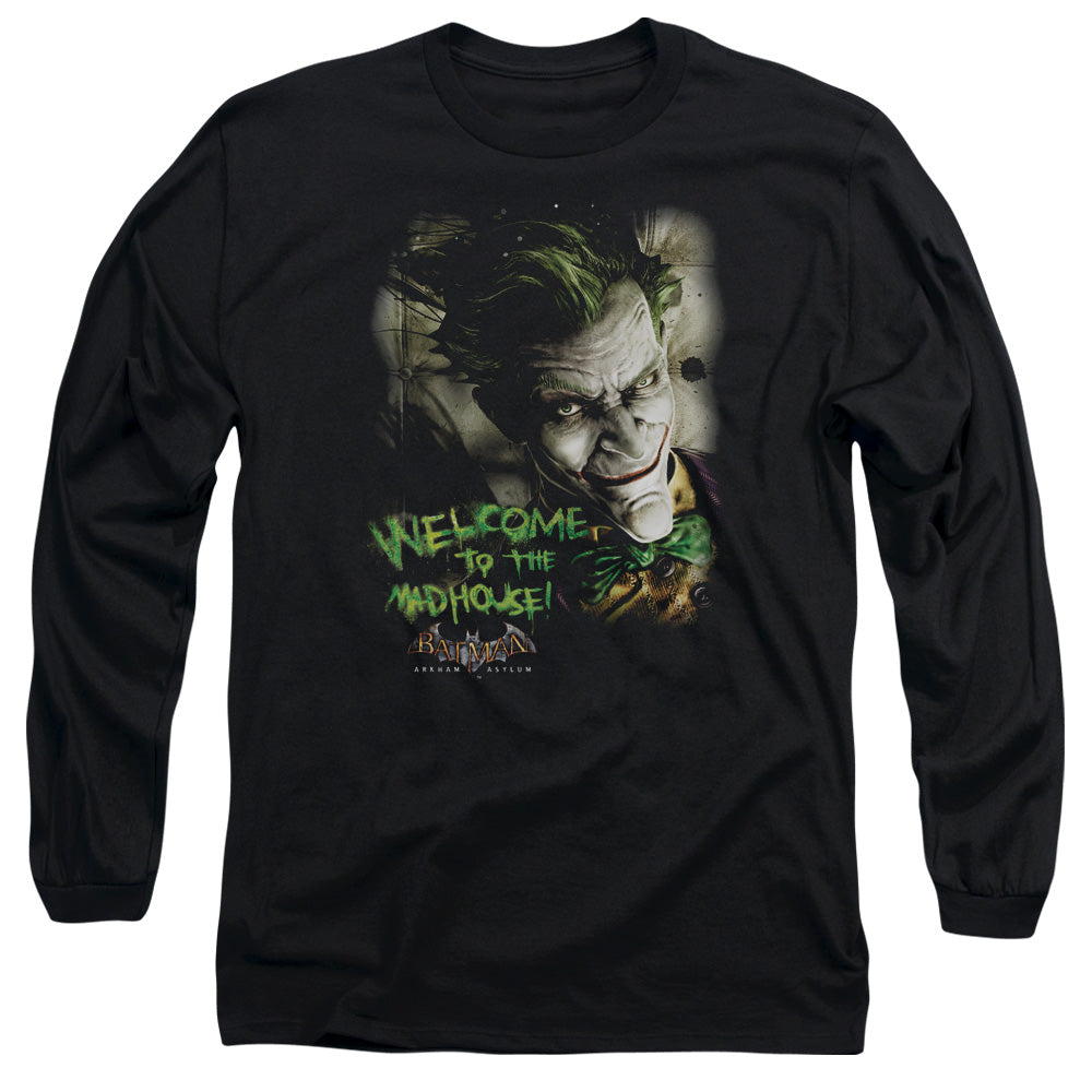 Batman Arkham Asylum Welcome To The Madhouse Men's 18/1 Cotton Long-Sleeve T-Shirt