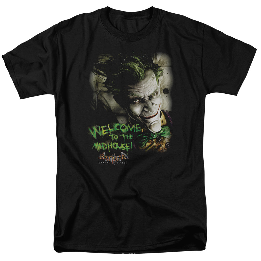 Batman Arkham Asylum Welcome To The Madhouse Men's 18/1 Cotton Short-Sleeve T-Shirt