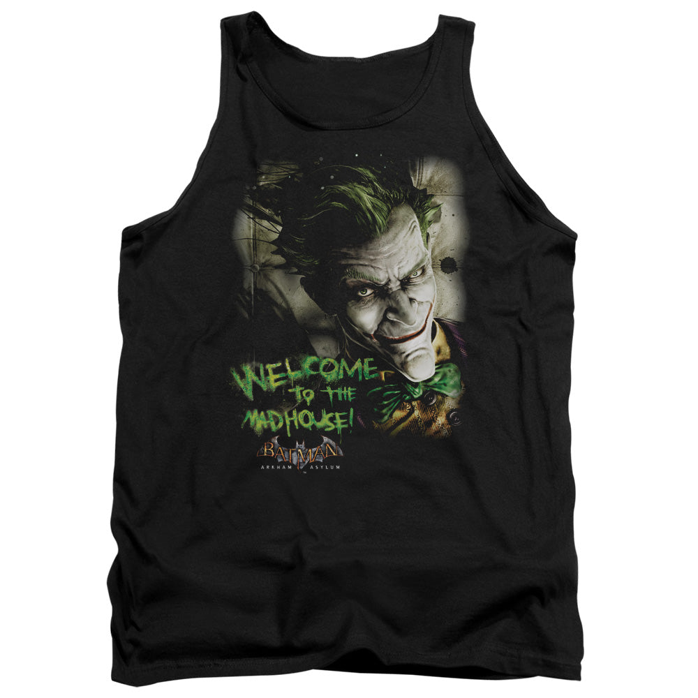 Batman Arkham Asylum Welcome To The Madhouse Men's 18/1 Cotton Tank Top