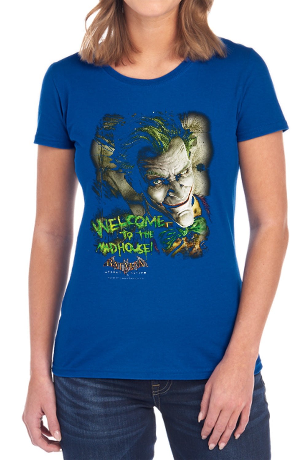 Batman Arkham Asylum Welcome To The Madhouse Women's 18/1 Cotton Short-Sleeve T-Shirt
