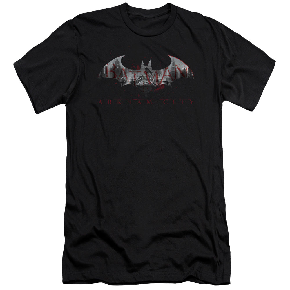 Batman Arkham City Bat Fill Men's Ultra-Soft 30/1 Cotton Slim Short-Sleeve T-Shirt