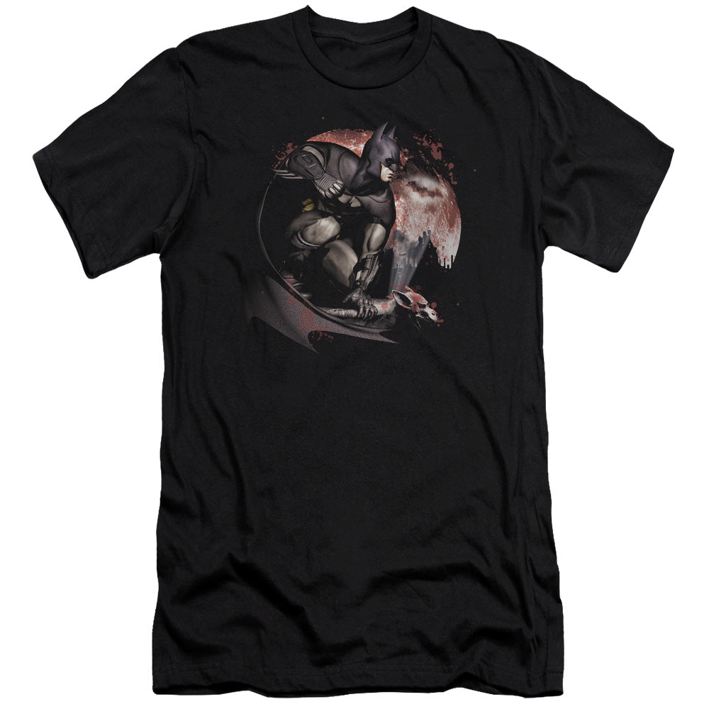 Batman Arkham City Blood Moon Men's Ultra-Soft 30/1 Cotton Slim Short-Sleeve T-Shirt