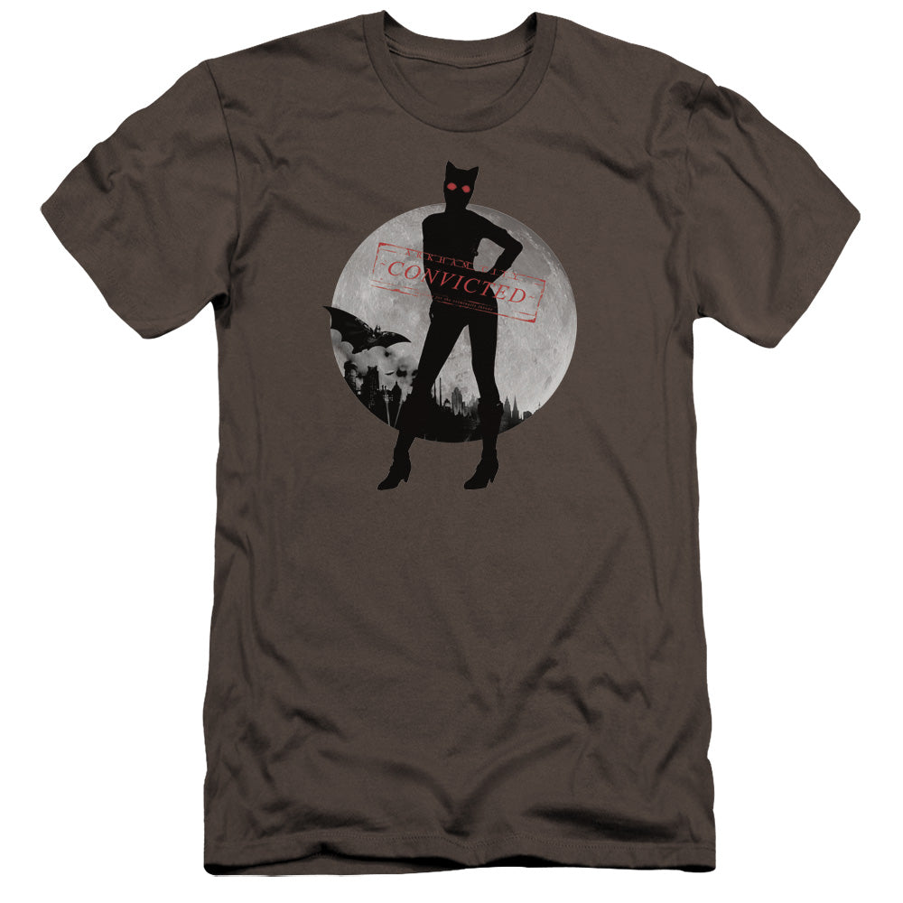 Batman Arkham City Catwoman Convicted Men's Ultra-Soft 30/1 Cotton Slim Short-Sleeve T-Shirt