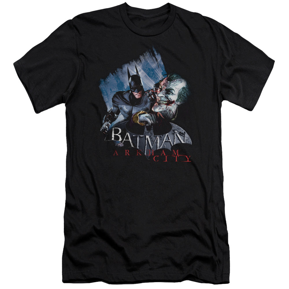 Batman Arkham City Jokes On You! Men's Ultra-Soft 30/1 Cotton Slim Short-Sleeve T-Shirt