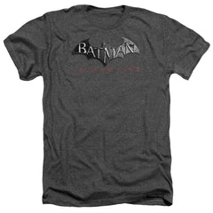 Batman Arkham City Logo Men's 30/1 Heather 60 40 Poly Short-Sleeve T-Shirt