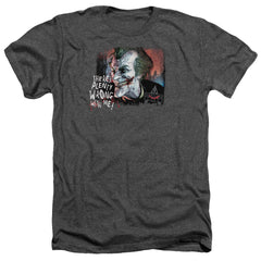 Batman Arkham City Plenty Wrong Men's 30/1 Heather 60 40 Poly Short-Sleeve T-Shirt