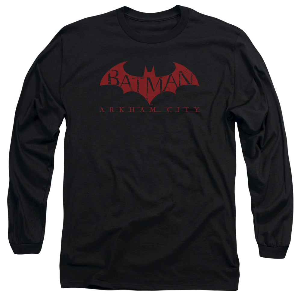 Batman Arkham City Red Bat Men's 18/1 Cotton Long-Sleeve T-Shirt