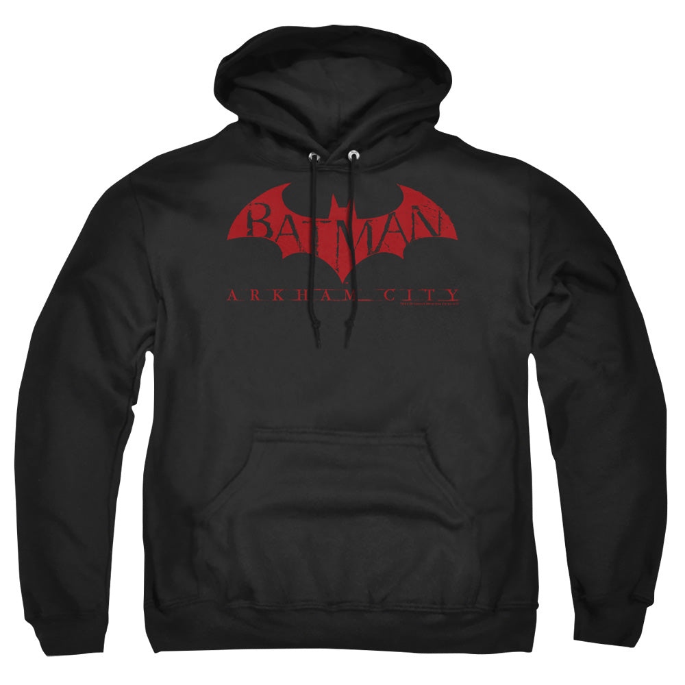 Batman Arkham City Red Bat Men's Pull-Over 75 25 Poly Hoodie