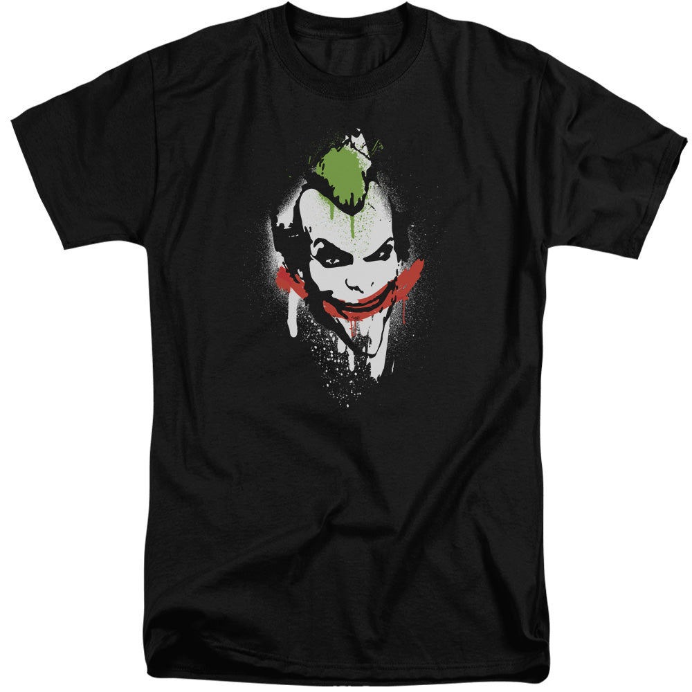 Batman Arkham City Spraypaint Smile Men's 18/1 Tall Cotton Short-Sleeve T-Shirt