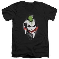 Batman Arkham City Spraypaint Smile Men's 30/1 Cotton Slim V-Neck T-Shirt
