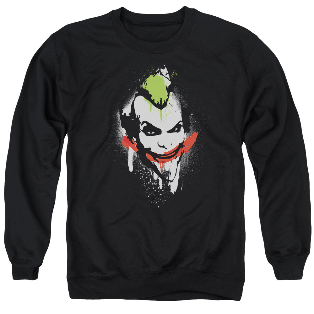 Batman Arkham City Spraypaint Smile Men's Crewneck 50 50 Poly Long-Sleeve T-Shirt
