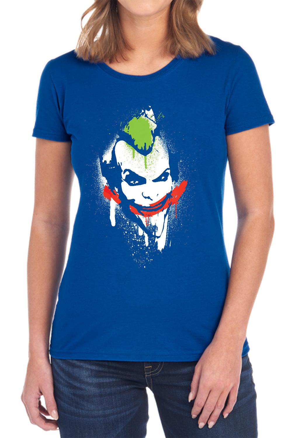 Batman Arkham City Spraypaint Smile Women's 18/1 Cotton Short-Sleeve T-Shirt