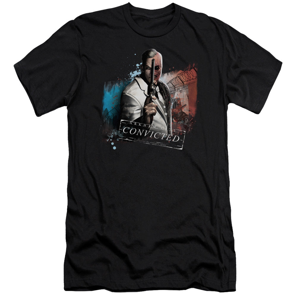 Batman Arkham City Two Face Men's Ultra-Soft 30/1 Cotton Slim Short-Sleeve T-Shirt