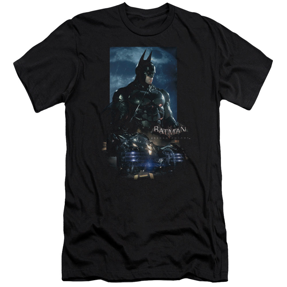 Batman Arkham Knight Batmobile Men's Ultra-Soft 30/1 Cotton Slim Short-Sleeve T-Shirt