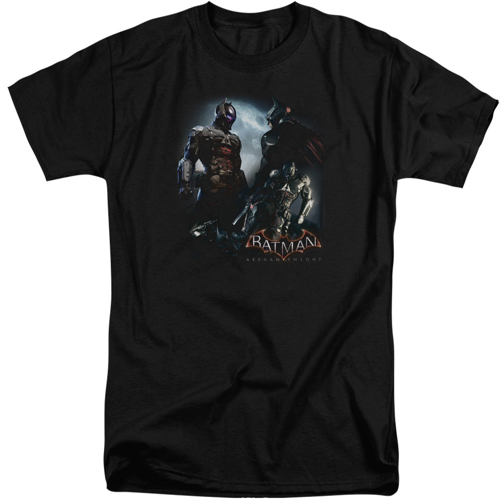 Batman Arkham Knight Face Off Men's 18/1 Tall Cotton Short-Sleeve T-Shirt