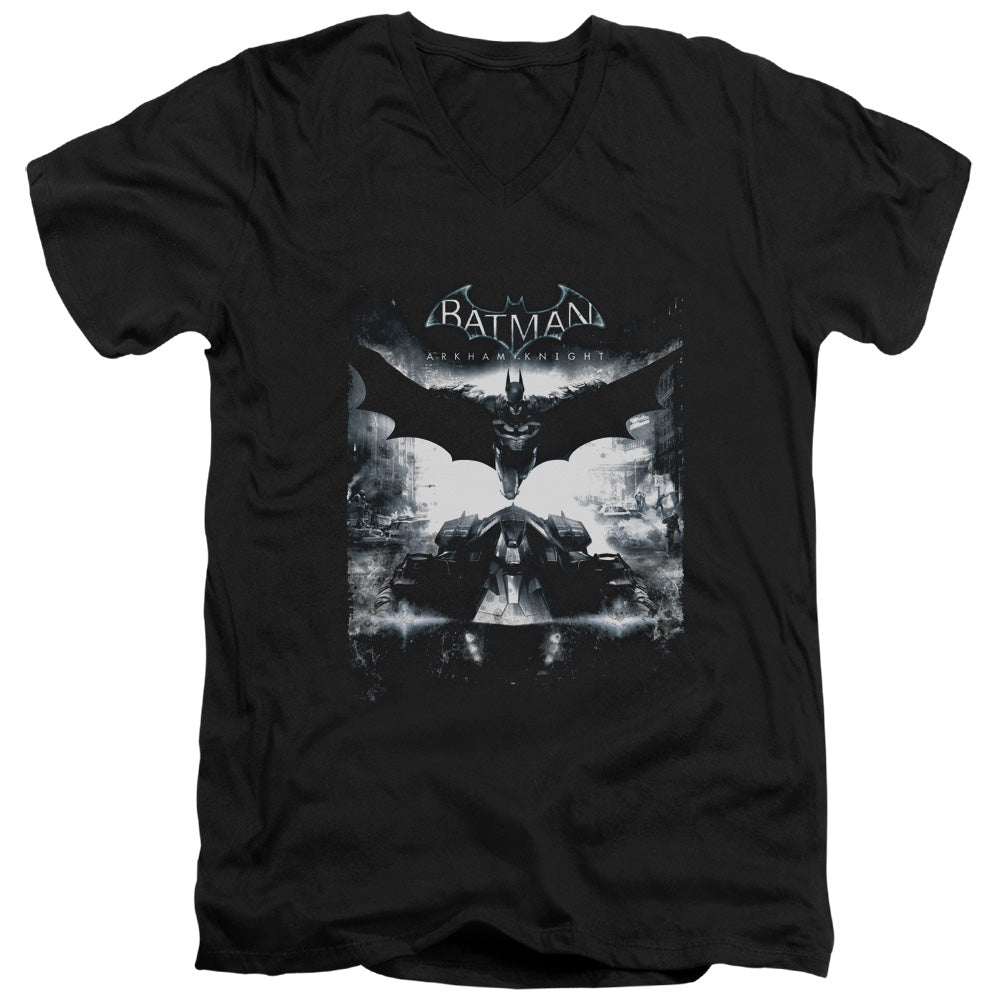 Batman Arkham Knight Forward Force Men's 30/1 Cotton Slim V-Neck T-Shirt