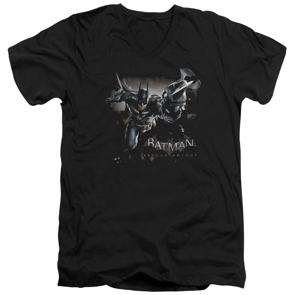 Batman Arkham Knight Grapple Men's 30/1 Cotton Slim V-Neck T-Shirt