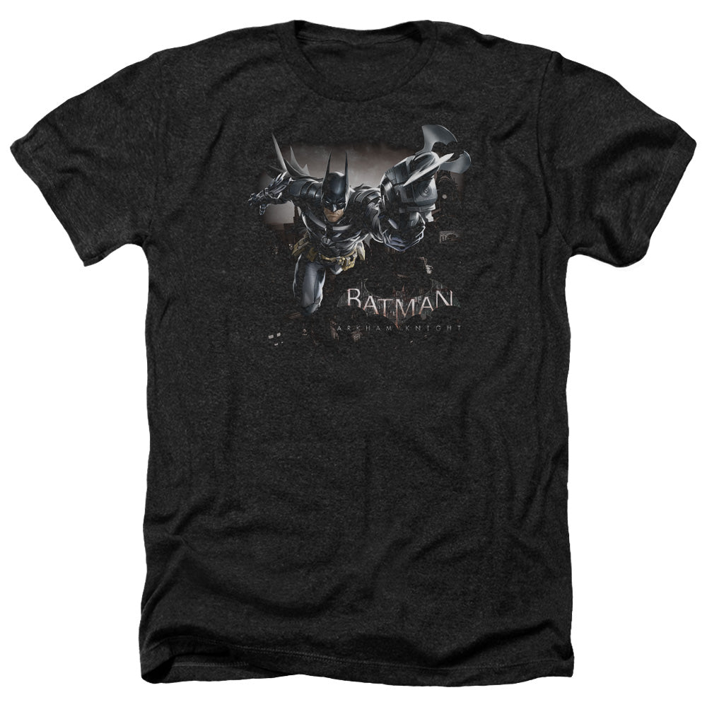 Batman Arkham Knight Grapple Men's 30/1 Heather 60 40 Poly Short-Sleeve T-Shirt