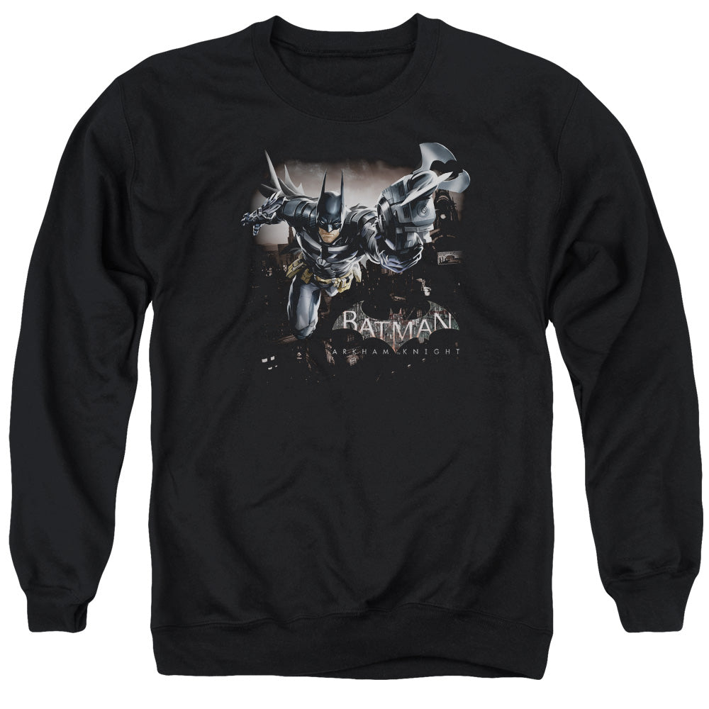 Batman Arkham Knight Grapple Men's Crewneck 50 50 Poly Long-Sleeve T-Shirt