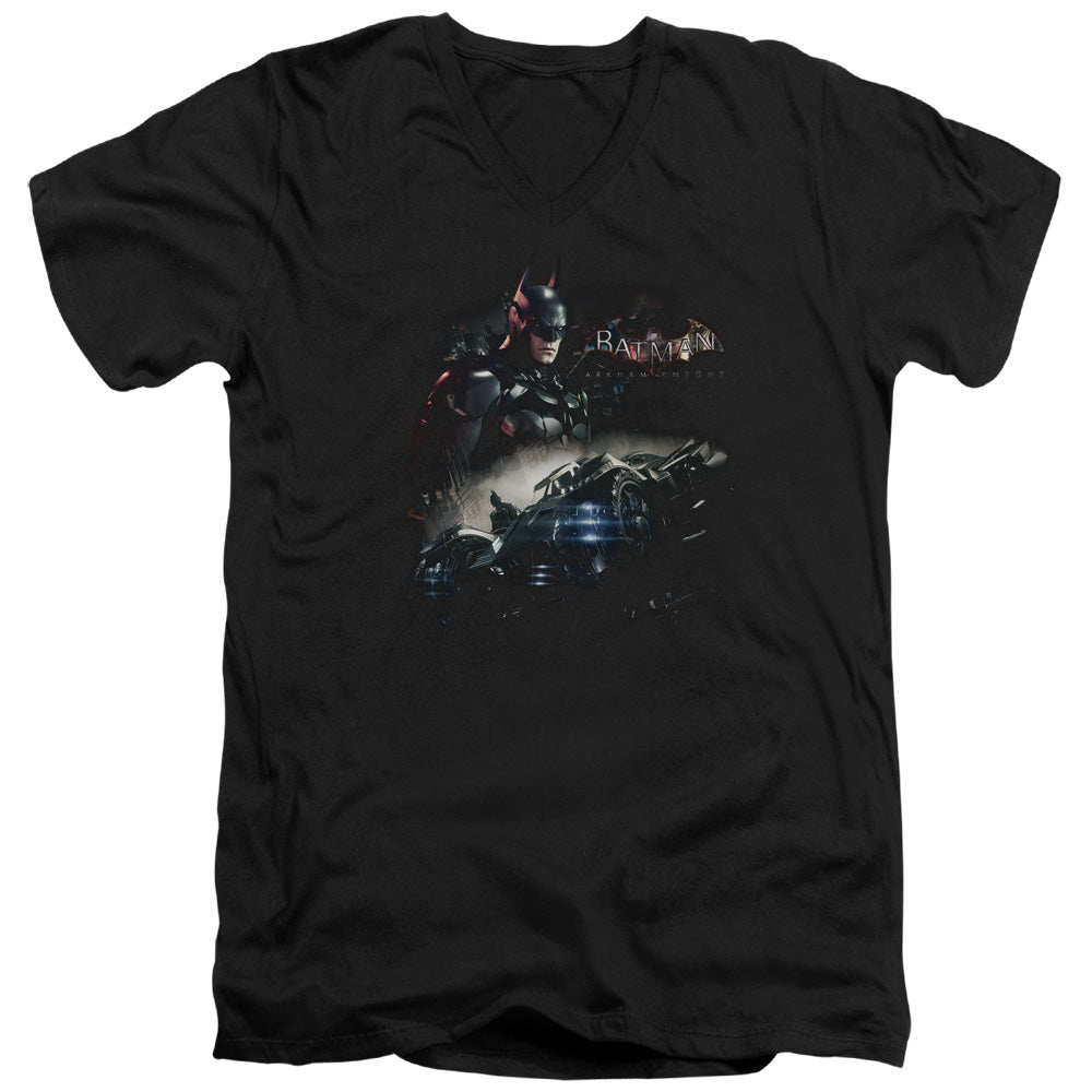 Batman Arkham Knight Knight Rider Men's 30/1 Cotton Slim V-Neck T-Shirt