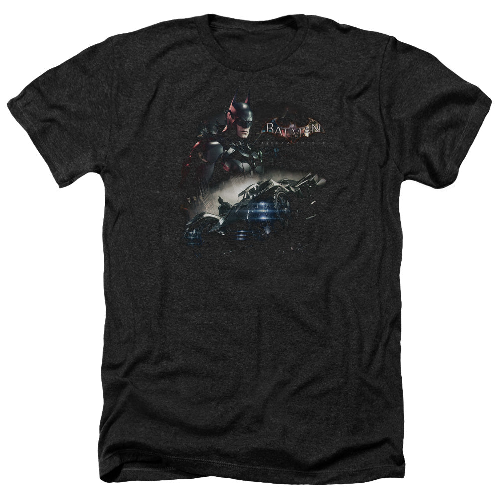 Batman Arkham Knight Knight Rider Men's 30/1 Heather 60 40 Poly Short-Sleeve T-Shirt