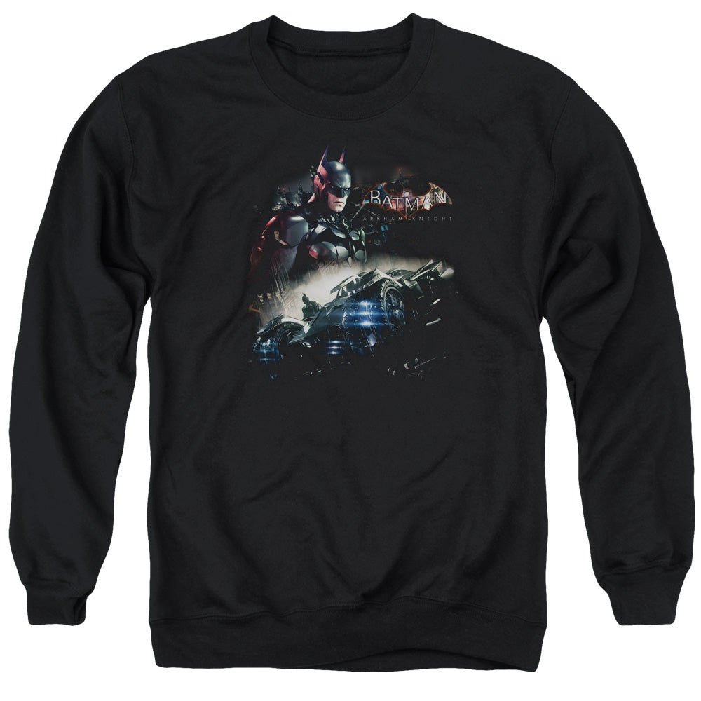 Batman Arkham Knight Knight Rider Men's Crewneck 50 50 Poly Long-Sleeve T-Shirt