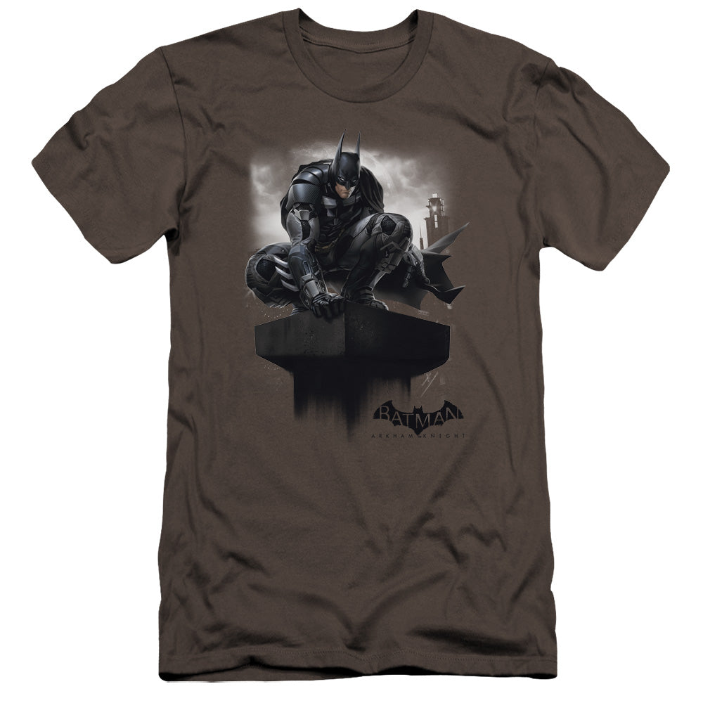 Batman Arkham Knight Perched Men's Ultra-Soft 30/1 Cotton Slim Short-Sleeve T-Shirt