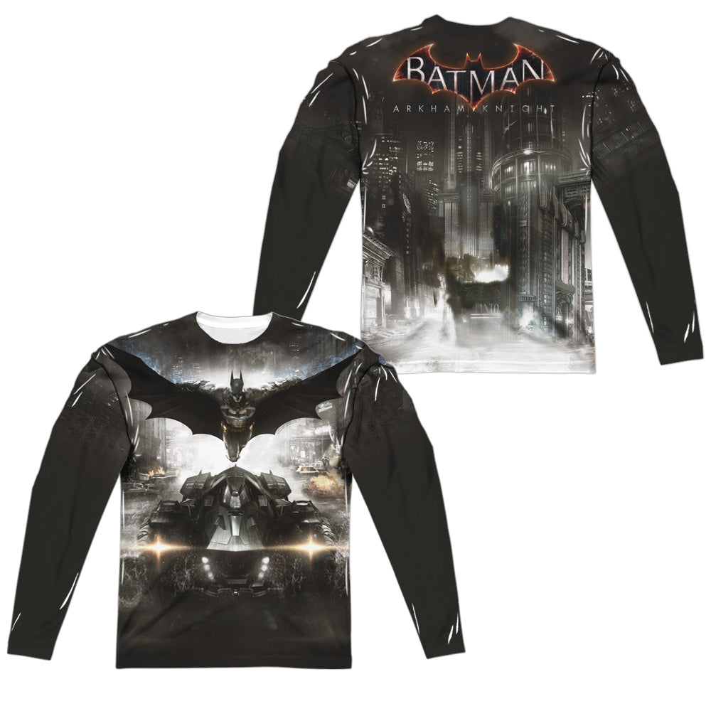 Batman Arkham Knight Poster (Front/Back Print) Men's Regular Fit Polyester Long-Sleeve T-Shirt