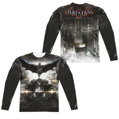 Batman Arkham Knight Poster (Front/Back Print) Men's Regular Fit Polyester Long-Sleeve T-Shirt