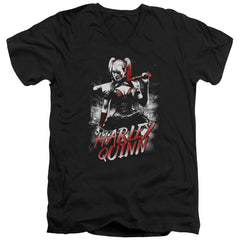 Batman Arkham Knight Quinn City Men's 30/1 Cotton Slim V-Neck T-Shirt