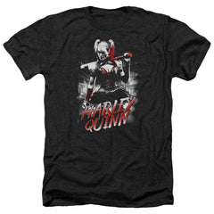 Batman Arkham Knight Quinn City Men's 30/1 Heather 60 40 Poly Short-Sleeve T-Shirt