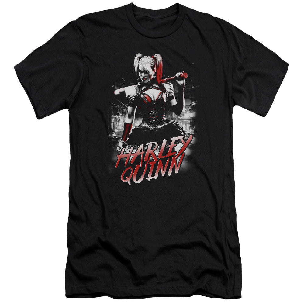 Batman Arkham Knight Quinn City Men's Ultra-Soft 30/1 Cotton Slim Short-Sleeve T-Shirt