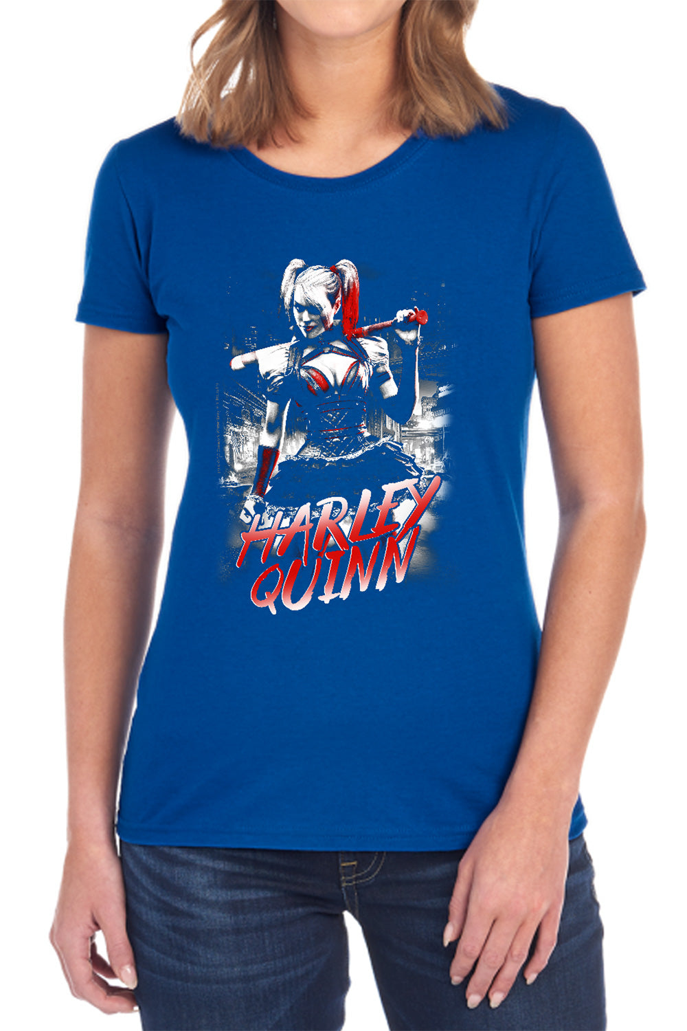 Batman Arkham Knight Quinn City Women's 18/1 Cotton Short-Sleeve T-Shirt