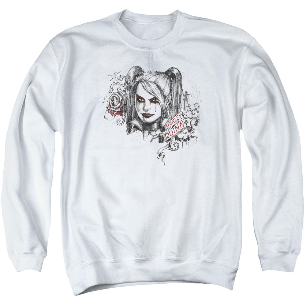 Batman Arkham Knight Sketchy Girl Men's Crewneck 50 50 Poly Long-Sleeve T-Shirt