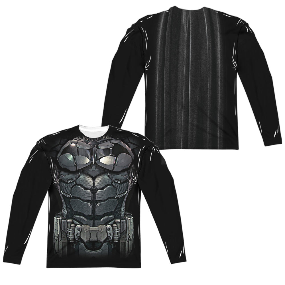 Batman Arkham Knight Uniform (Front/Back Print) Men's Regular Fit Polyester Long-Sleeve T-Shirt