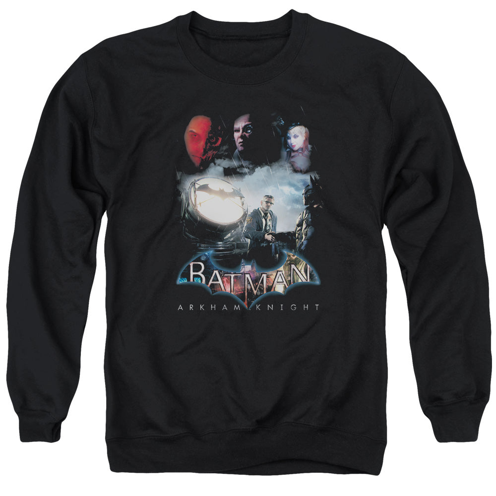 Batman Arkham Knight Villain Storm Men's Crewneck 50 50 Poly Long-Sleeve T-Shirt