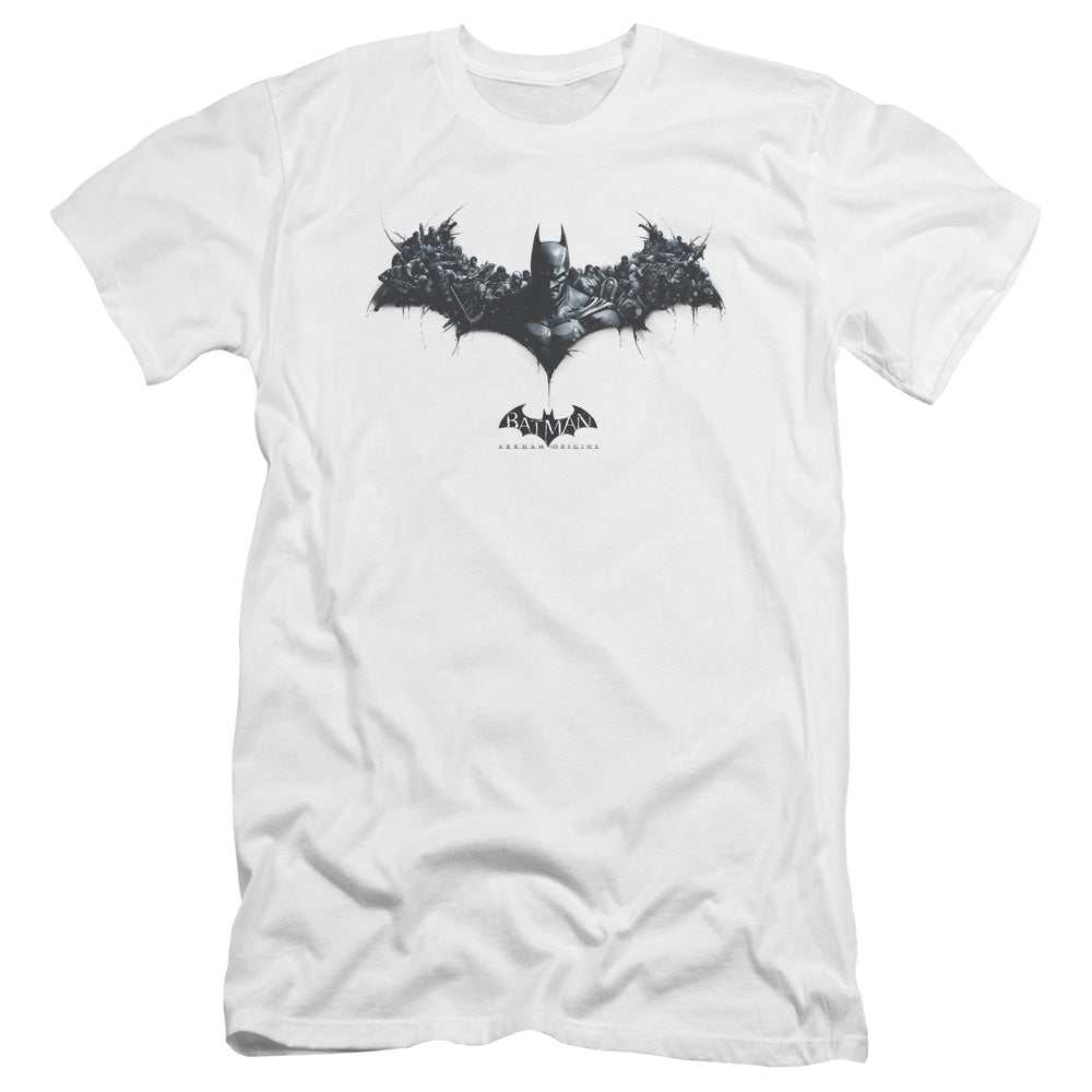 Batman Arkham Origins Bat Of Enemies Men's Ultra-Soft 30/1 Cotton Slim Short-Sleeve T-Shirt
