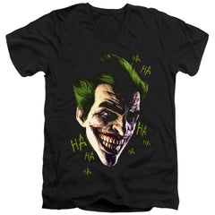 Batman Arkham Origins Joker Grim Men's 30/1 Cotton Slim V-Neck T-Shirt