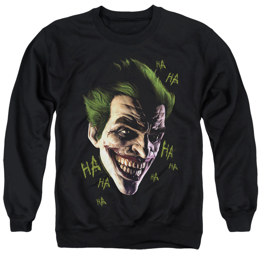 Batman Arkham Origins Joker Grim Men's Crewneck 50 50 Poly Long-Sleeve T-Shirt