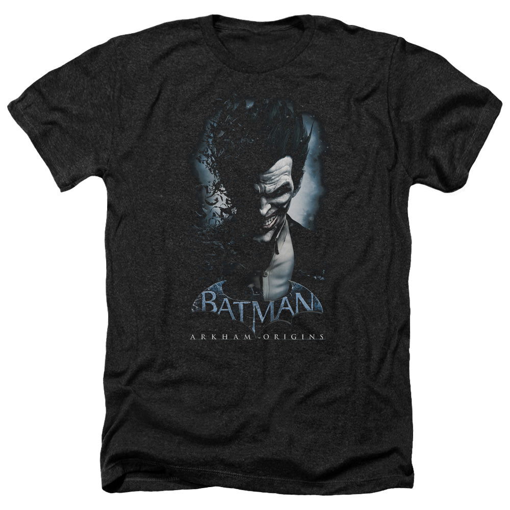Batman Arkham Origins Joker Men's 30/1 Heather 60 40 Poly Short-Sleeve T-Shirt